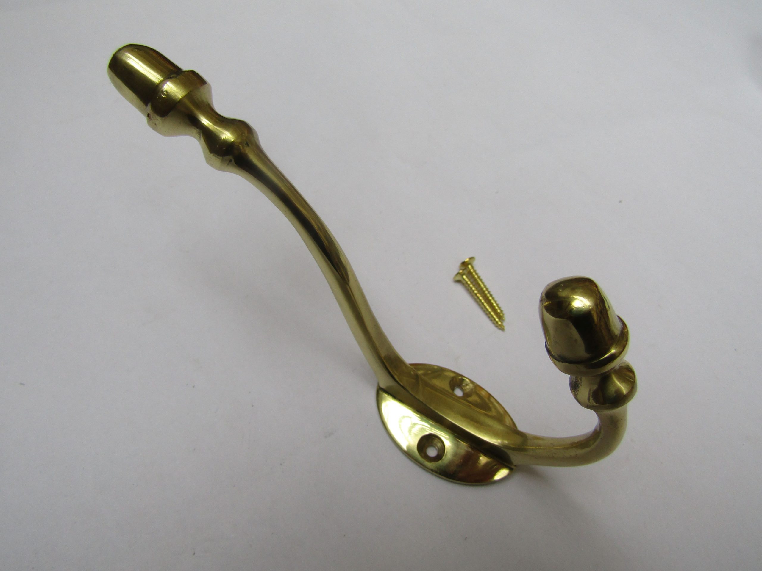 Pack Of 5 Small Acorn Tip Coat Hooks Polished Brass