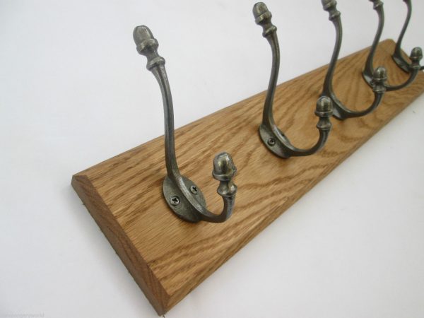 Antique Iron Acorn 8 Hook Coat Rail 88cm