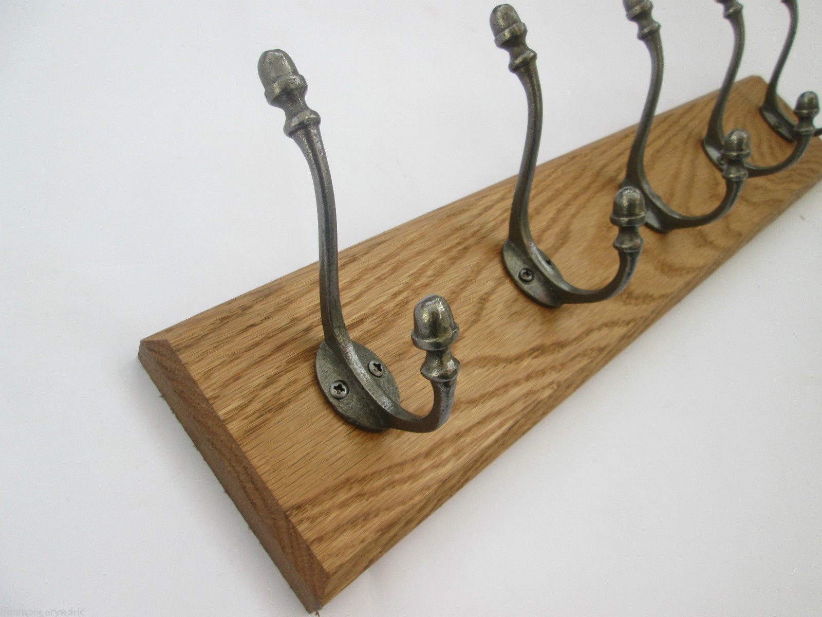 Antique Iron Acorn 9 Hook Coat Rail 98cm