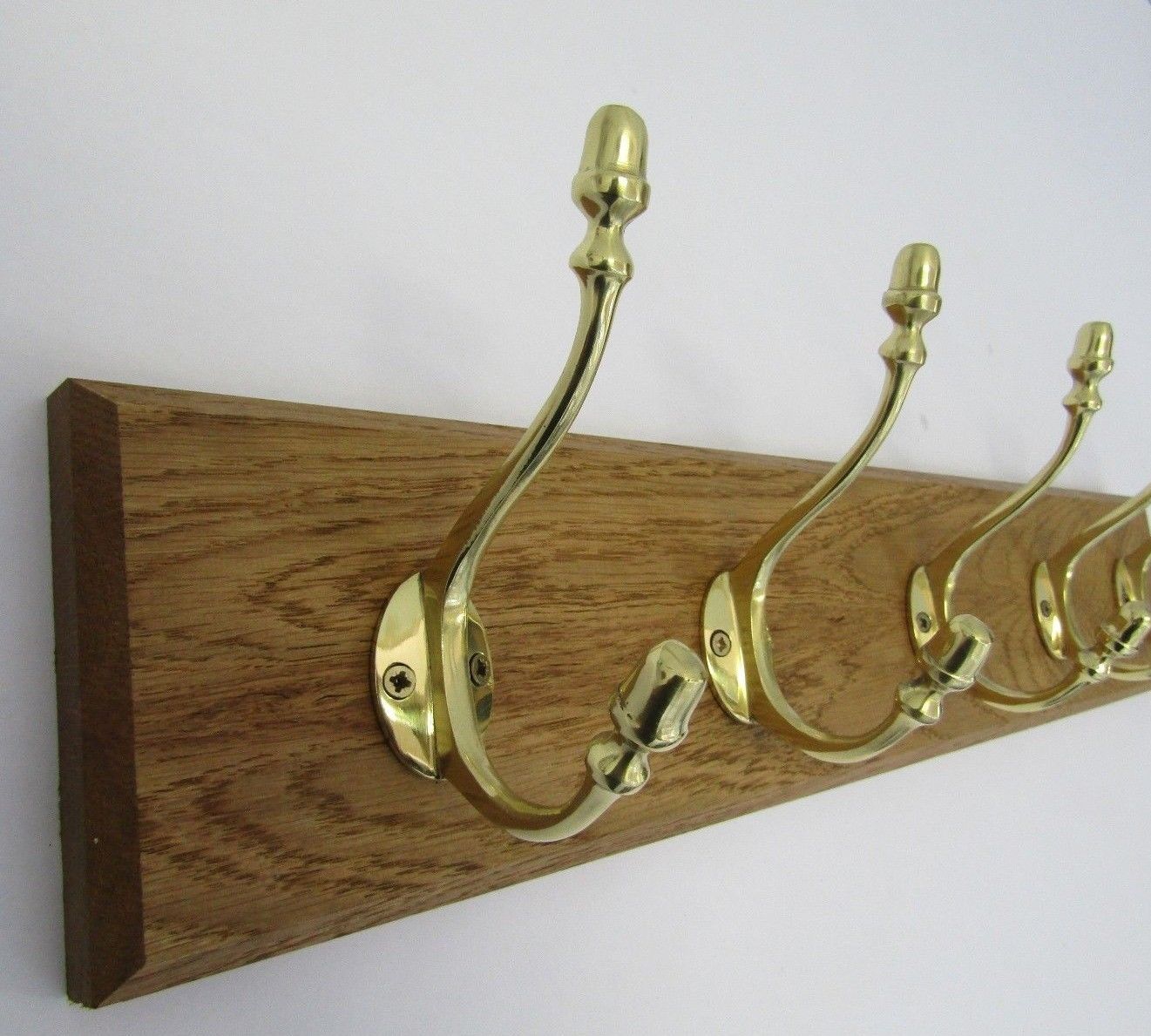 Polished Brass Acorn 10 Hook Coat Rail 108cm