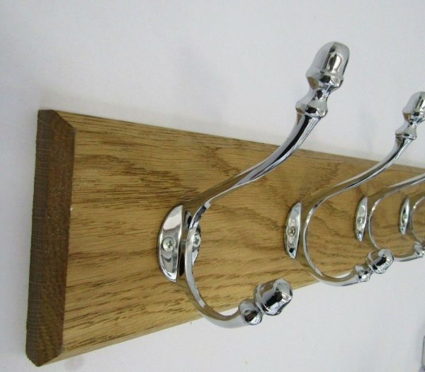 Polished Chrome Acorn 8 Hook Coat Rail 88cm