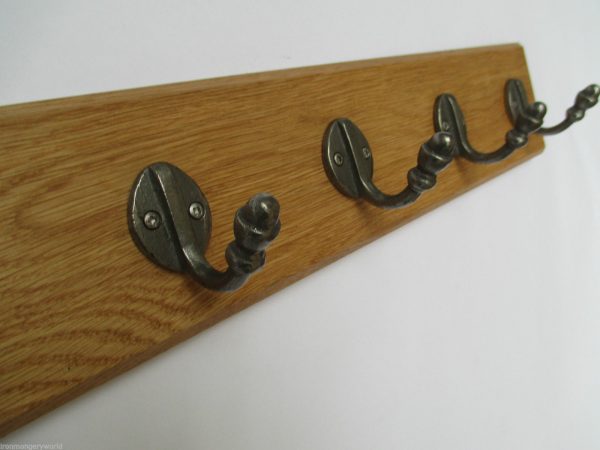 Antique Iron Single Acorn Tip 6 Hook Coat Rail 68cm