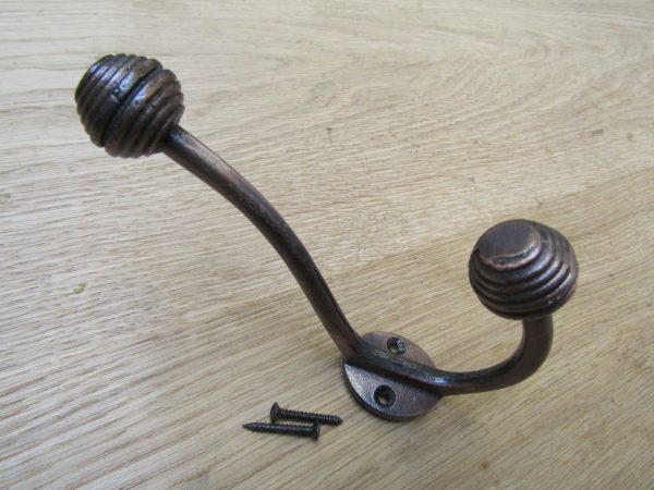 Pack Of 5 Beehive Ball Tip Coat Hooks Antique Copper