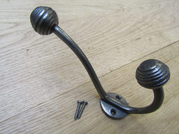 Pack Of 5 Beehive Ball Tip Coat Hooks Antique Iron