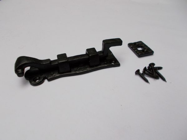 8'' Necked Scroll Door Bolt Black Antique