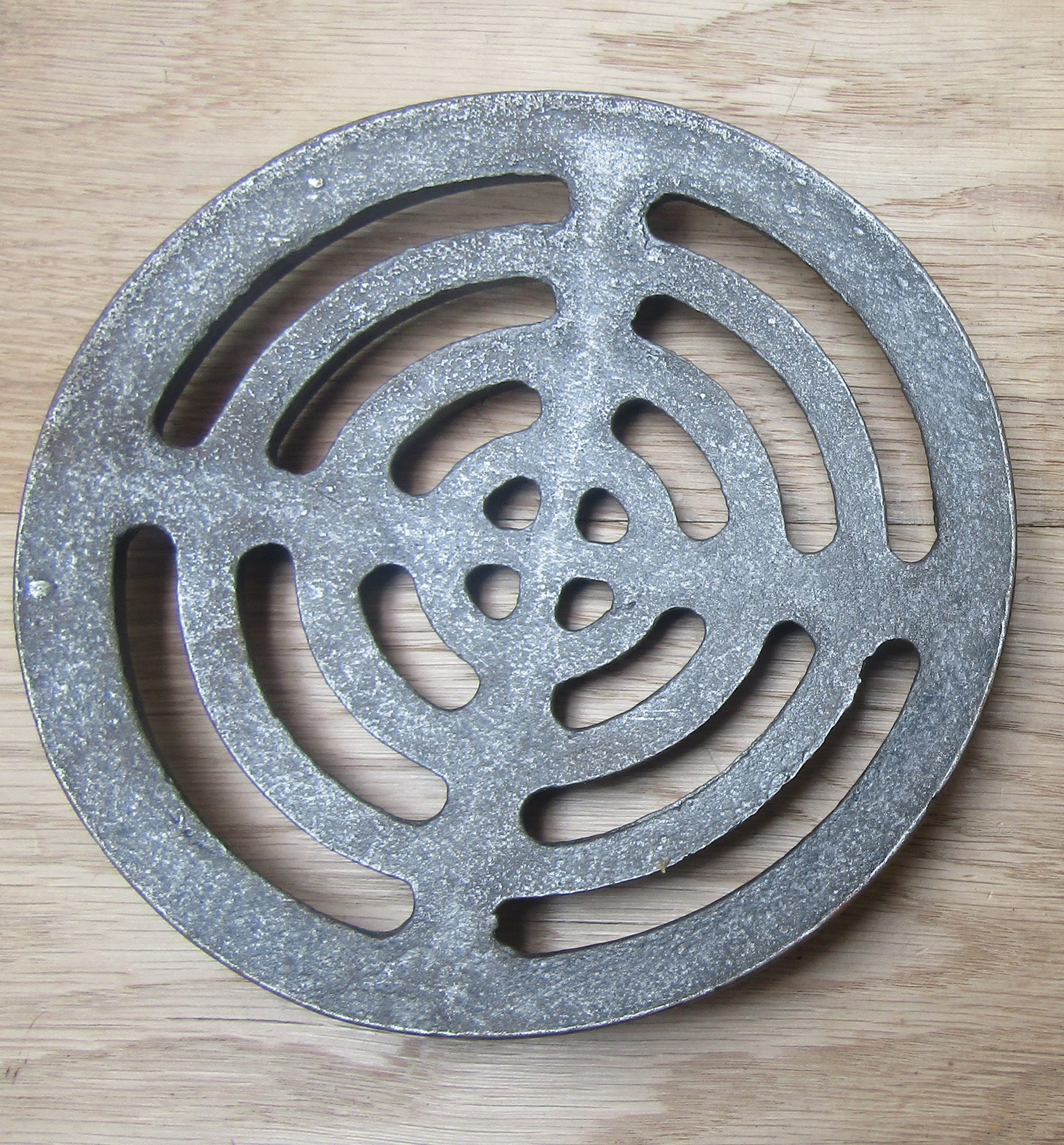 Rustic Cast Iron Gulley Gutter Lid Round Antique Iron 7"