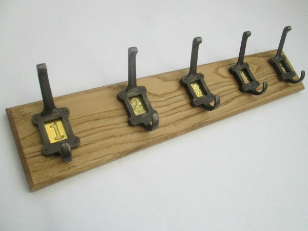 Antique Iron Brass Ceramic Insert 10 Hook Coat Rail 108cm