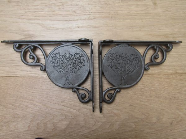 Pair Of 9" fever Tree Shelf Brackets Antique Iron