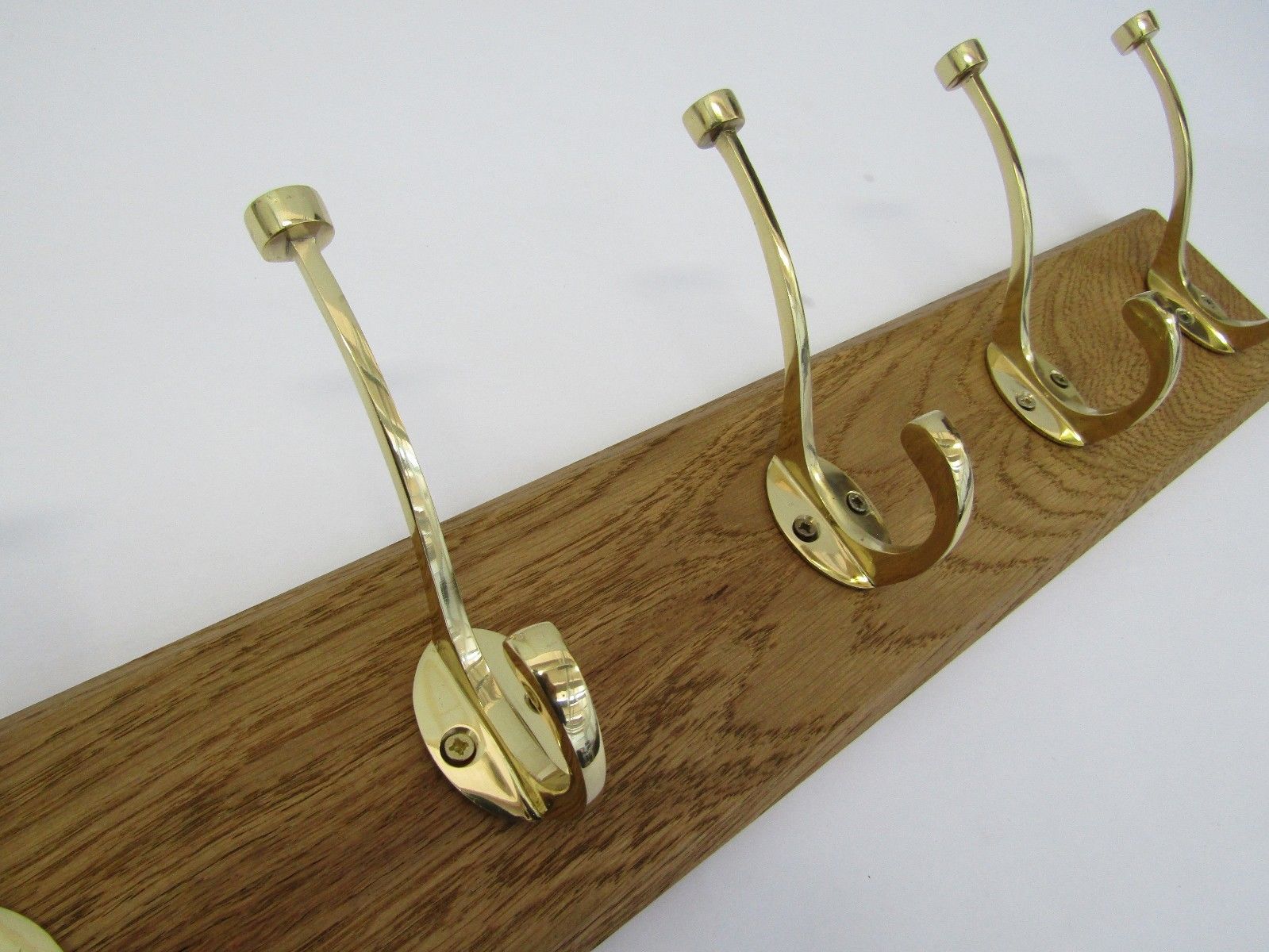 Polished Brass Flat Tip 10 Hook Coat Rail 108cm