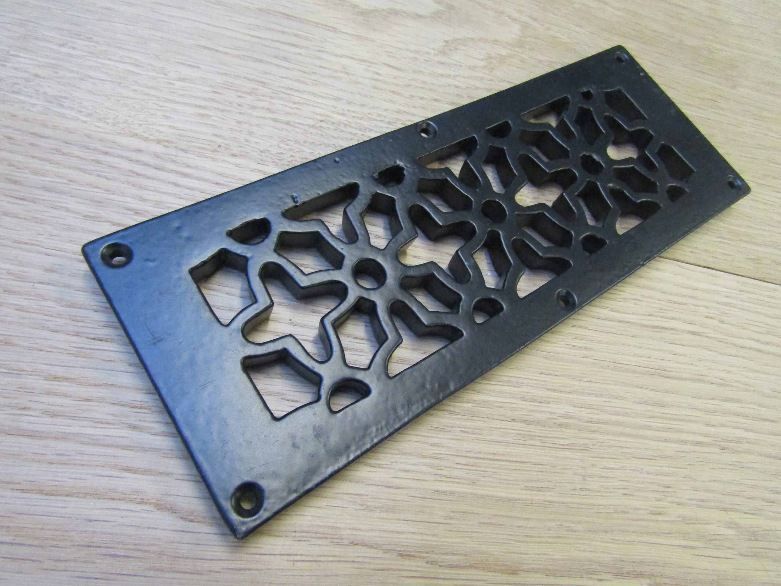 8'' x 3'' Floral Repair Plate Black Antique