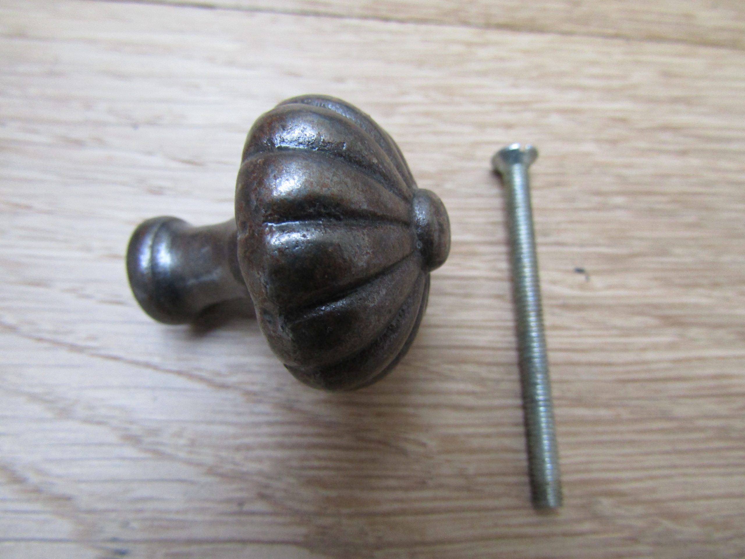 Pumpkin Fluted Cabinet Knob Antique Iron