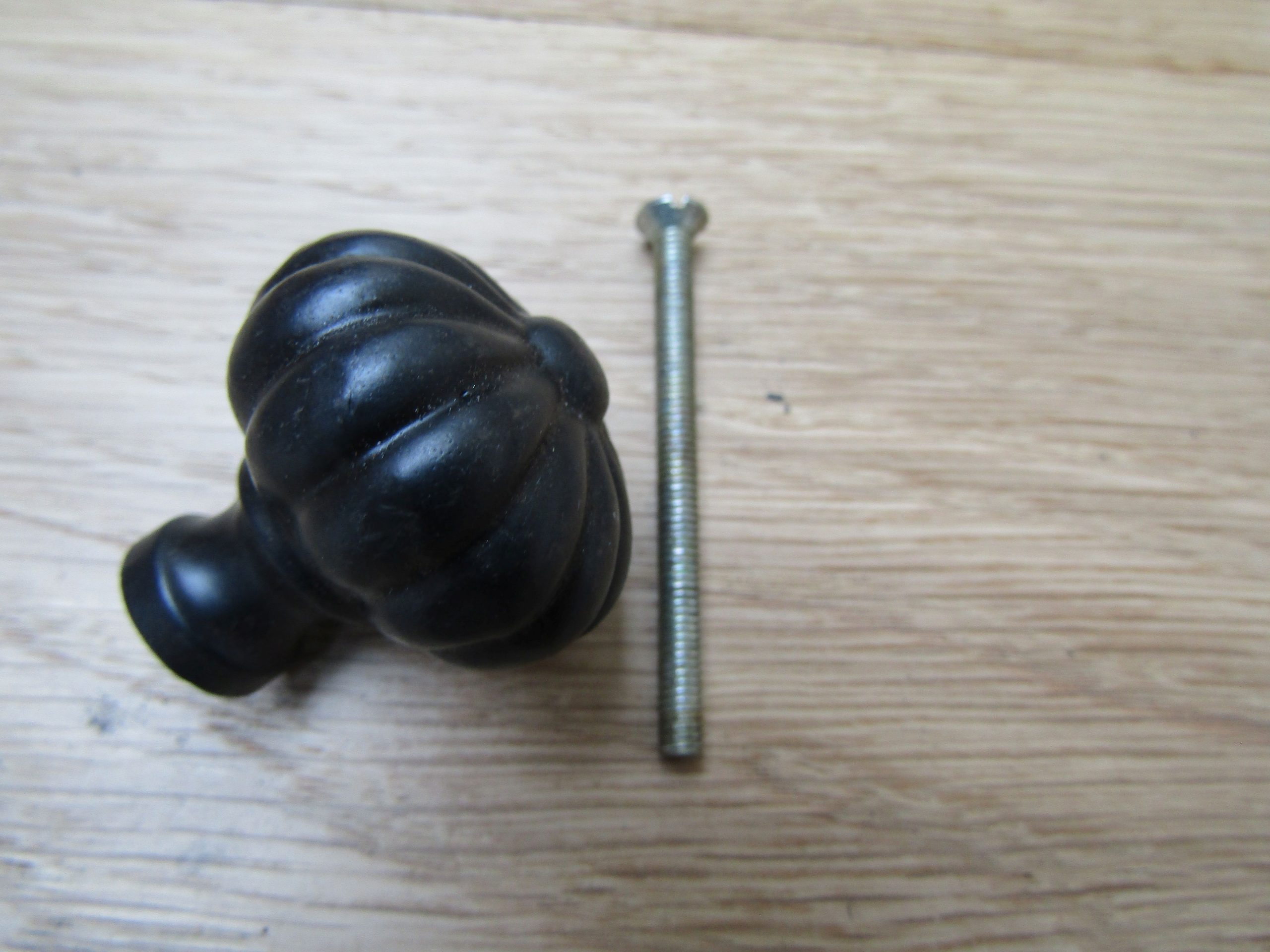 Pumpkin Fluted Cabinet Knob Black Antique