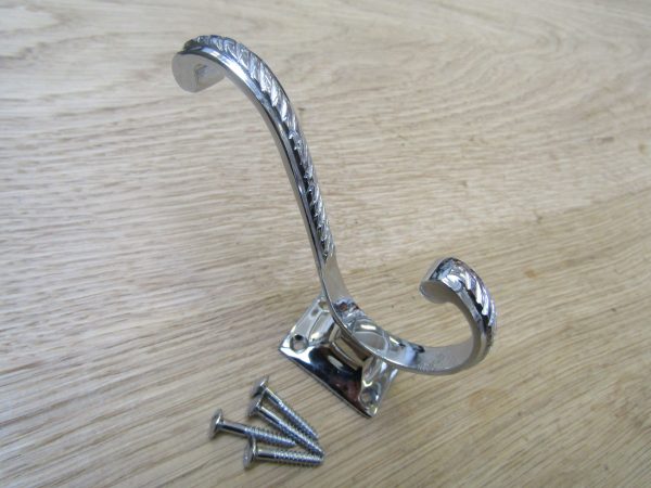 Pack Of 5 Georgian Volute Square Coat Hooks Polished Chrome