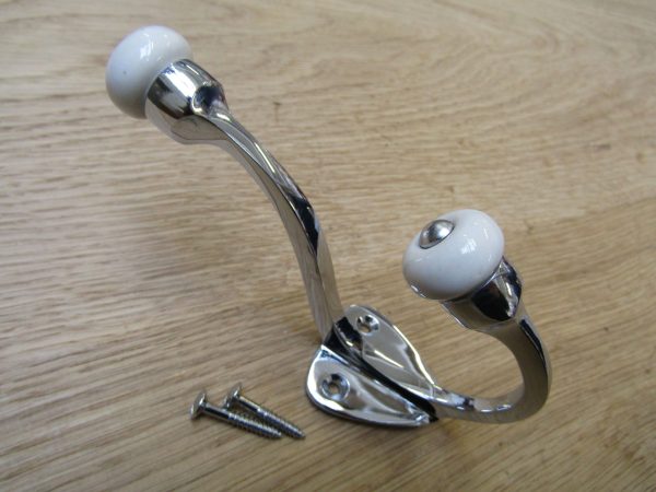Pack Of 5 Gloucester Ceramic Coat Hooks Polished Chrome