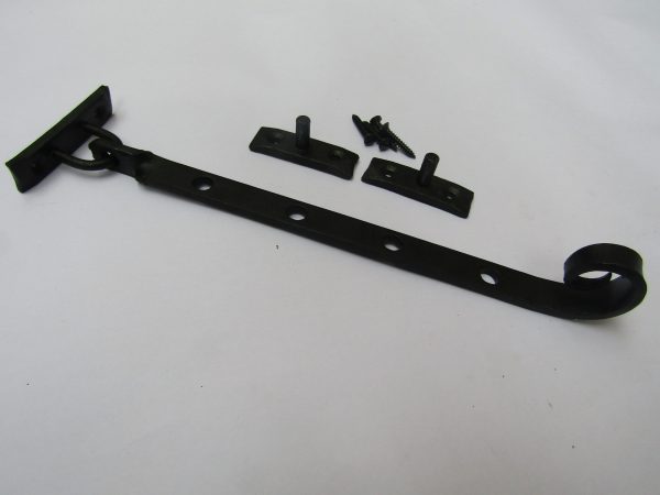 Handforged Curly Casement Stay Arm 10" Black Beeswax