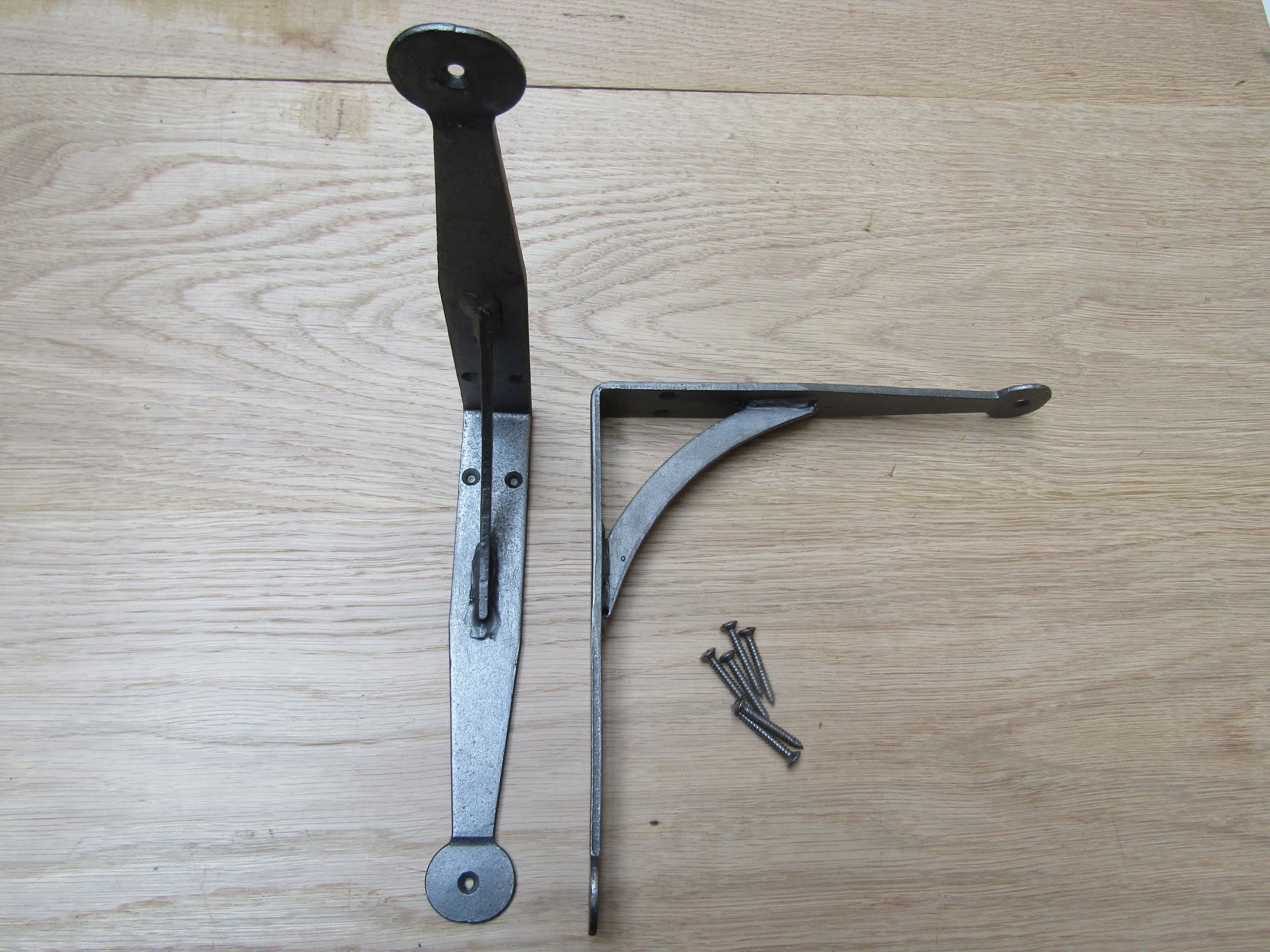 Pair Of Hand Forged Penny End Shelf Brackets 6"