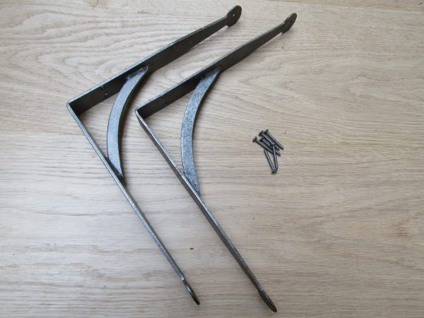Pair Of Hand Forged Penny End Shelf Brackets 8"