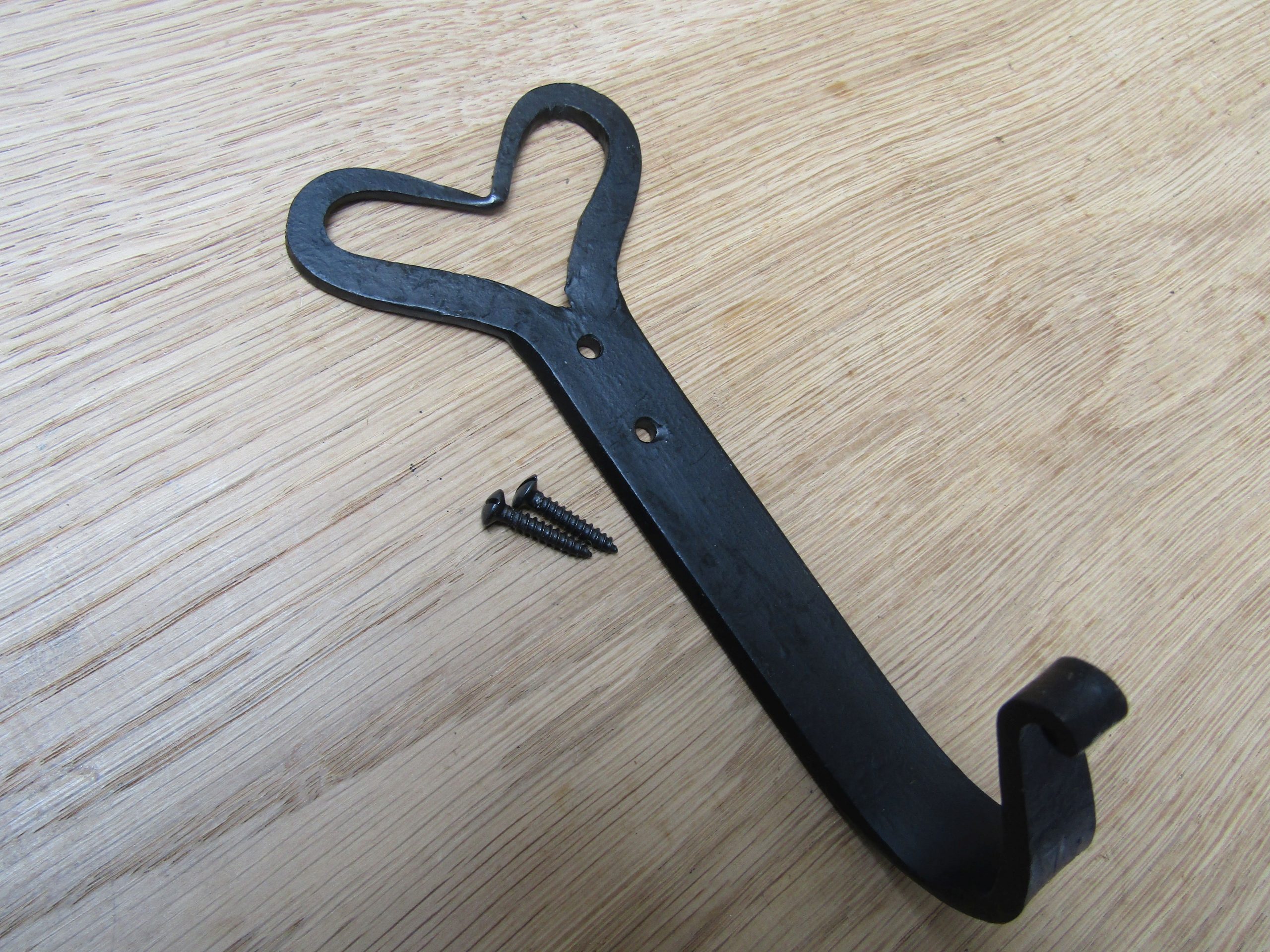 Hand Forged Heart Hook black wax