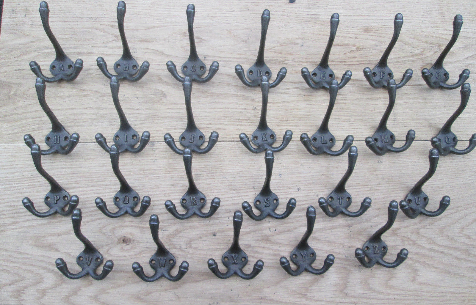 Cast Iron Triple Lettered Coat Hook Antique Iron 'X'