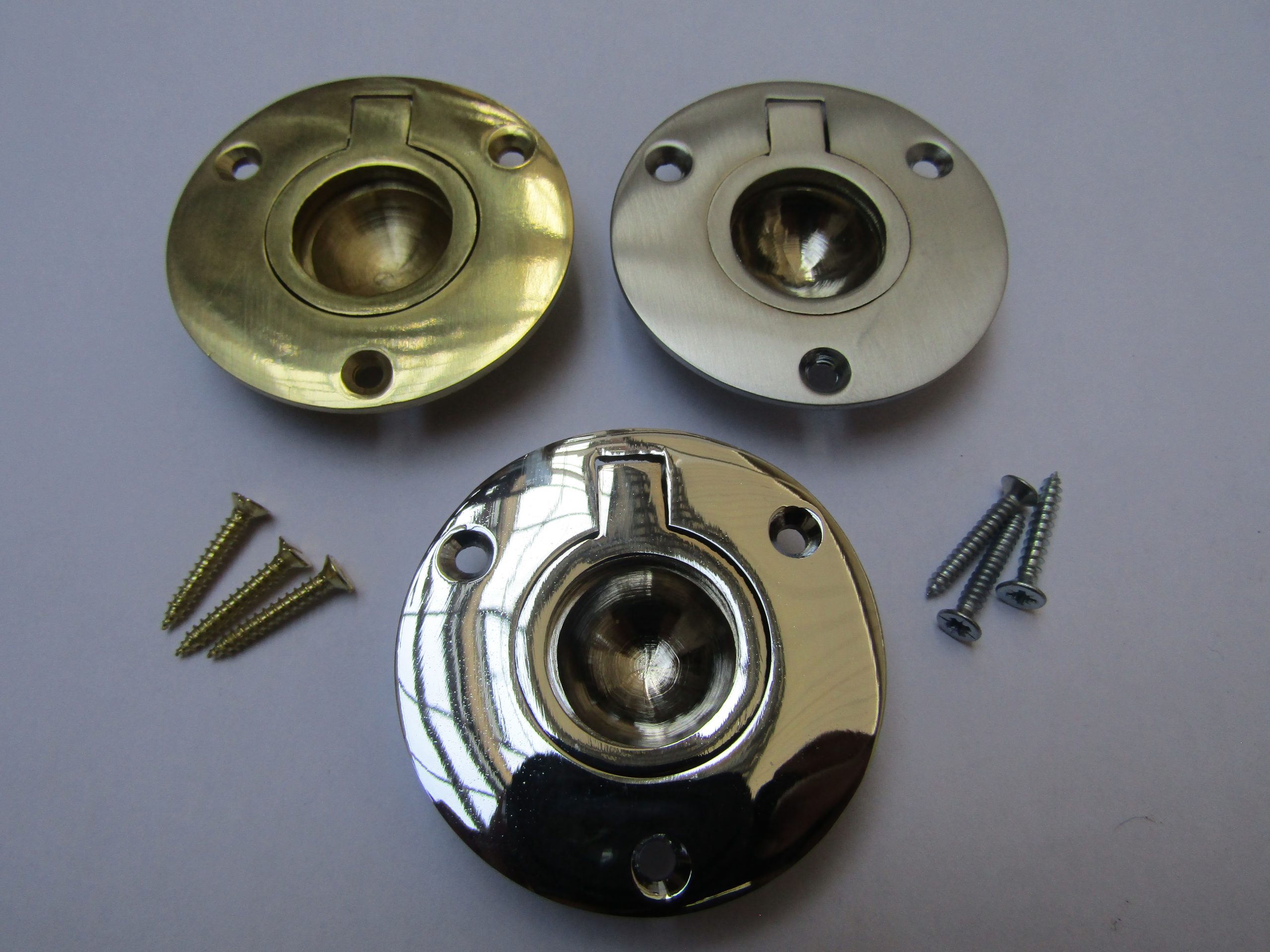 50mm Round Large Ring Pull Polished Brass