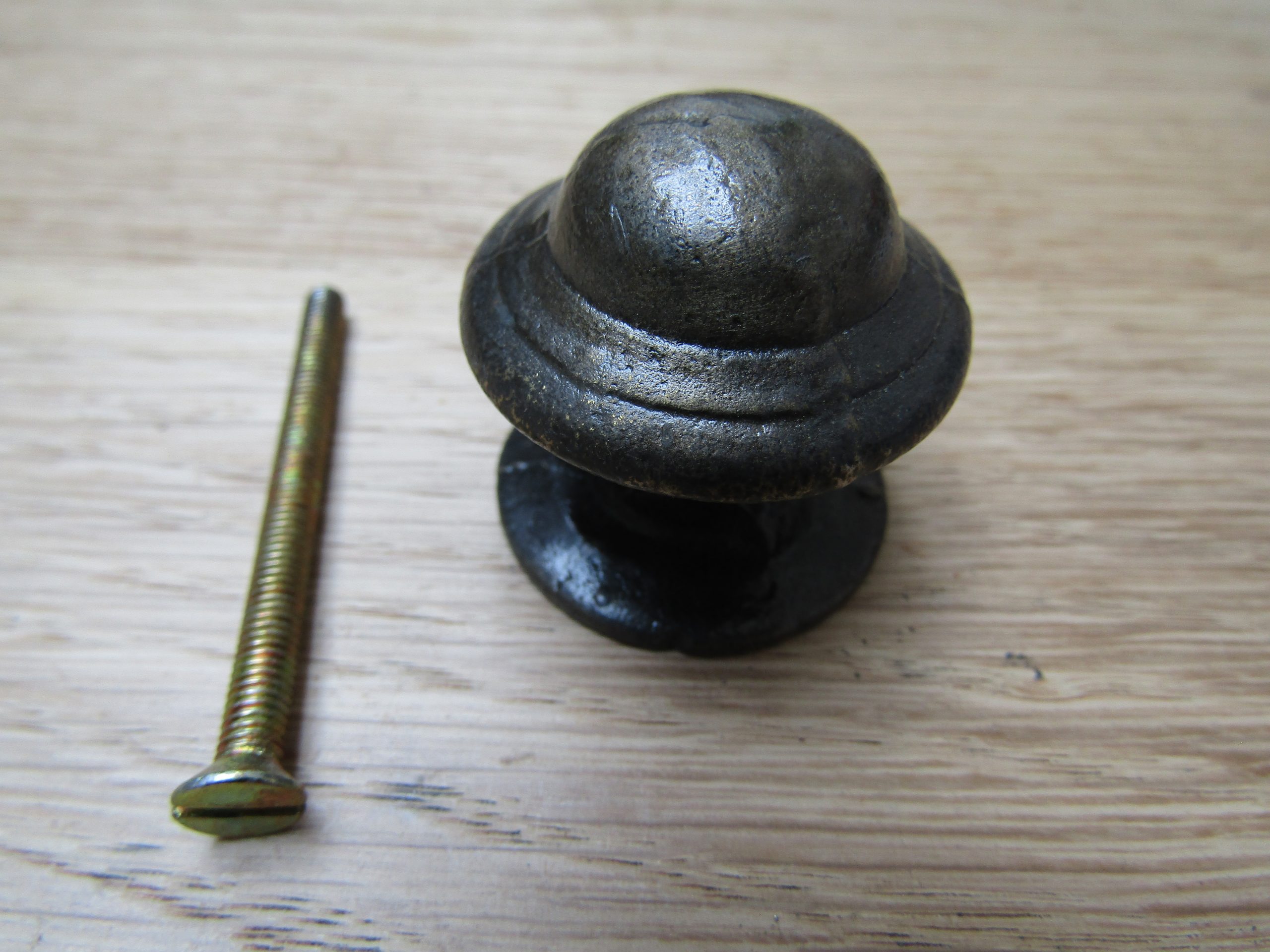 Mushroom Stepped Cabinet Knob Antique Brass