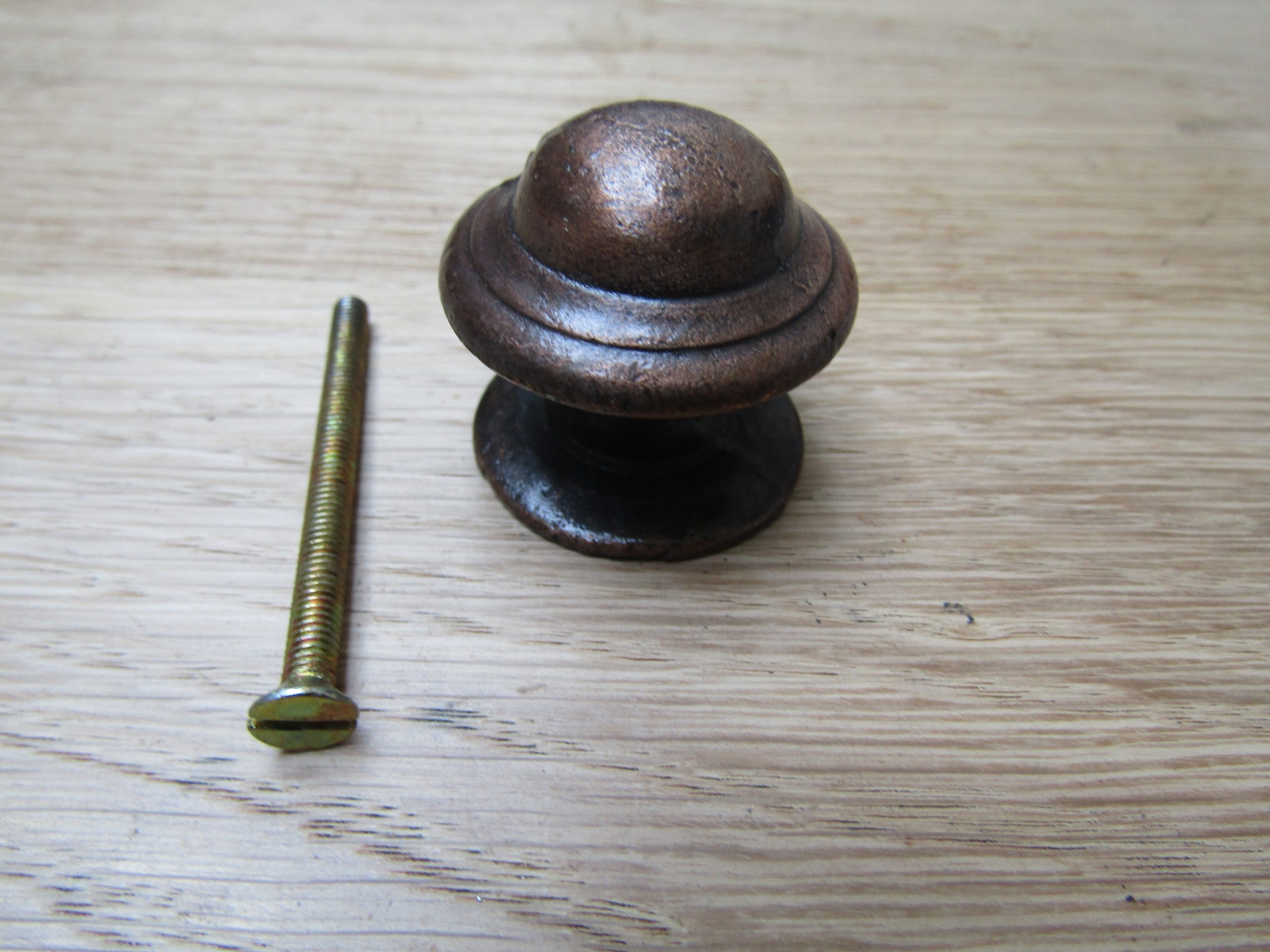 Mushroom Stepped Cabinet Knob Antique Copper