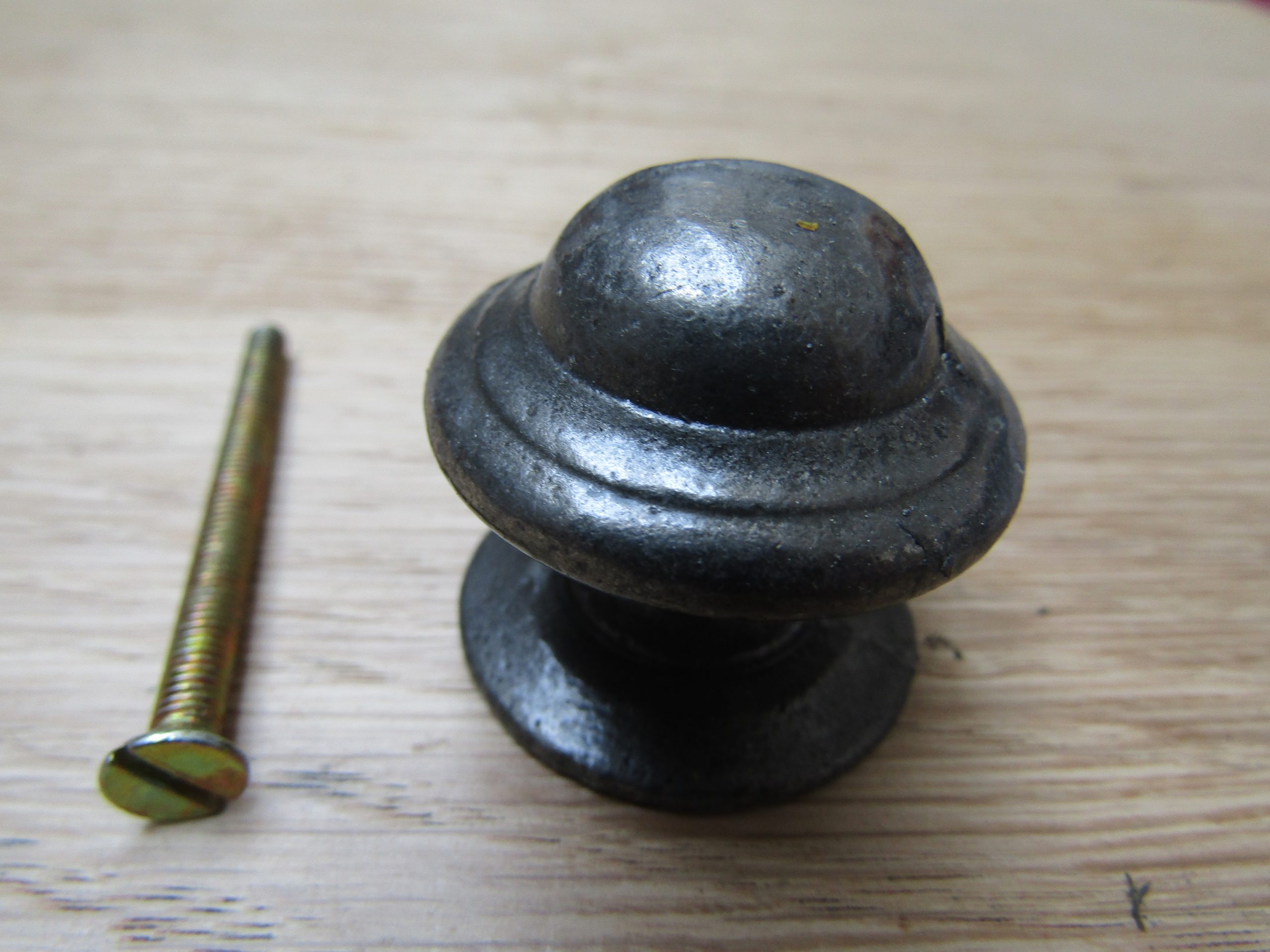 Mushroom Stepped Cabinet Knob Antique Iron