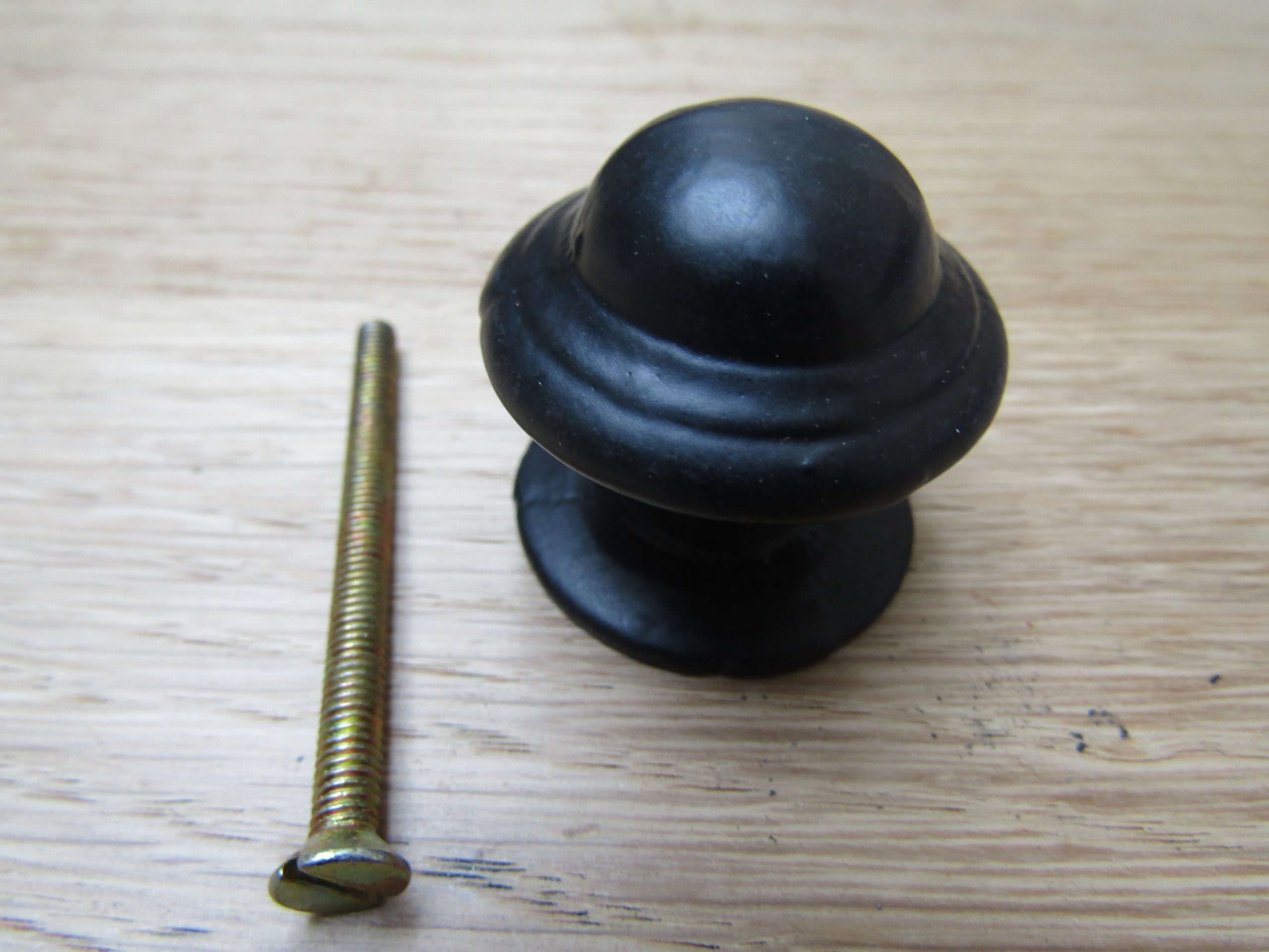 Mushroom Stepped Cabinet Knob Black Antique