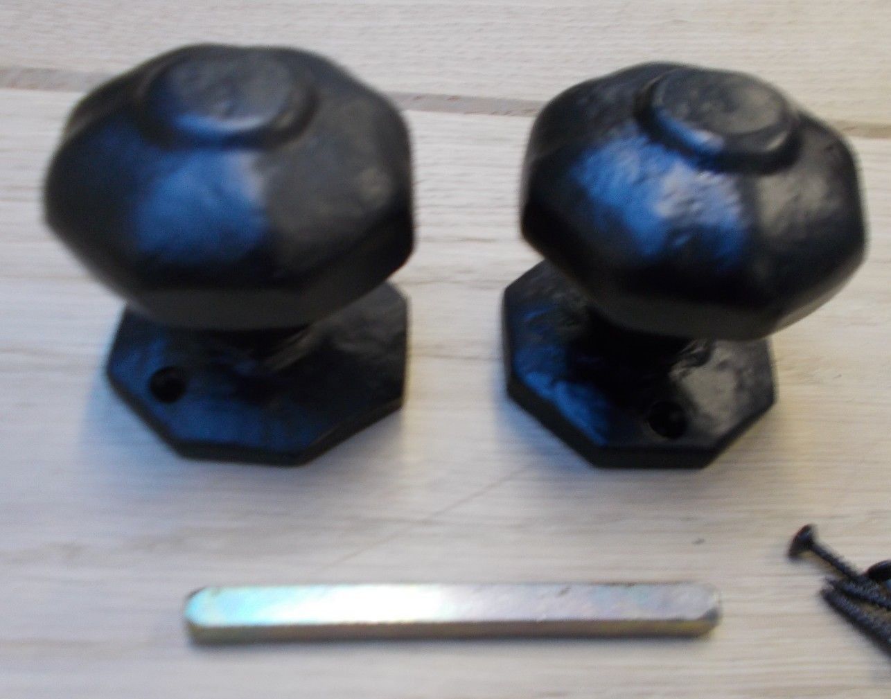 Mortice Door knob Black Antique Octagonal