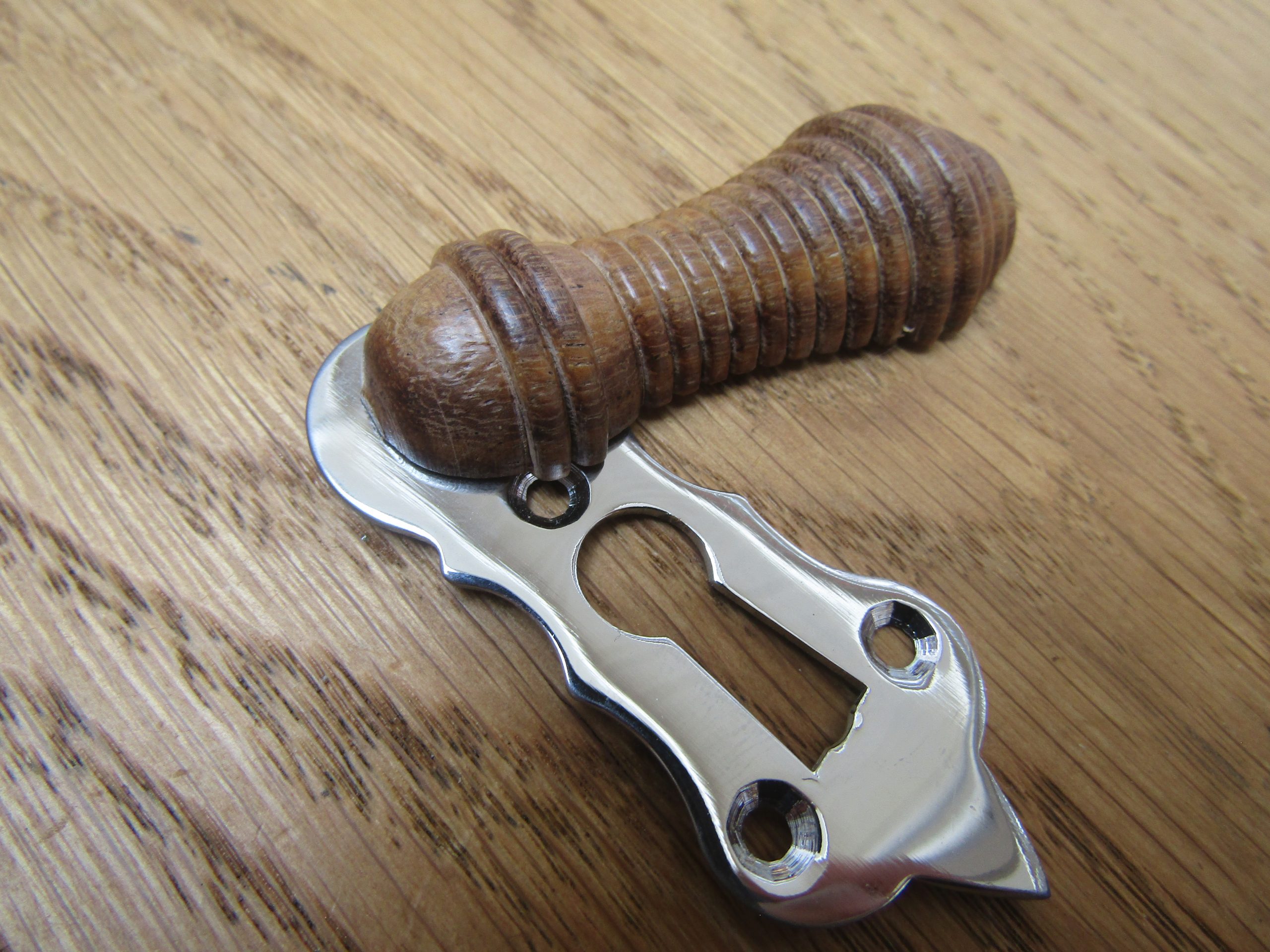 Beehive Wooden Escutcheon Teak & Chrome