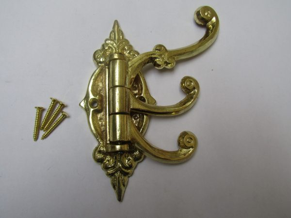 Ornate Swivel Arm Hook Brass Plated