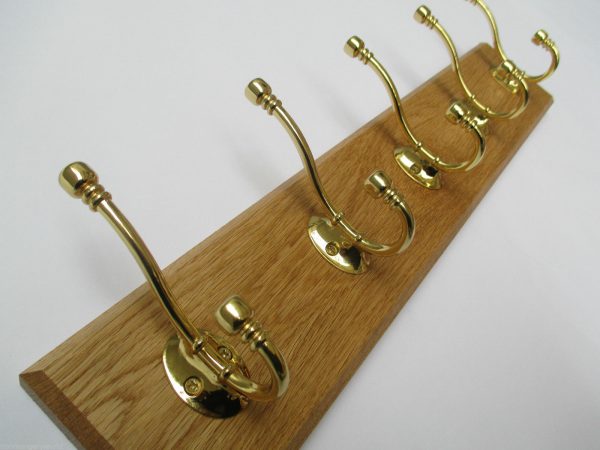 Polished Brass Ball End 10 Hook Coat Rail 108cm