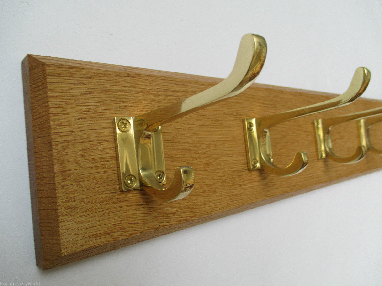 Polished Brass Hall Stand 10 Hook Coat Rail 108cm