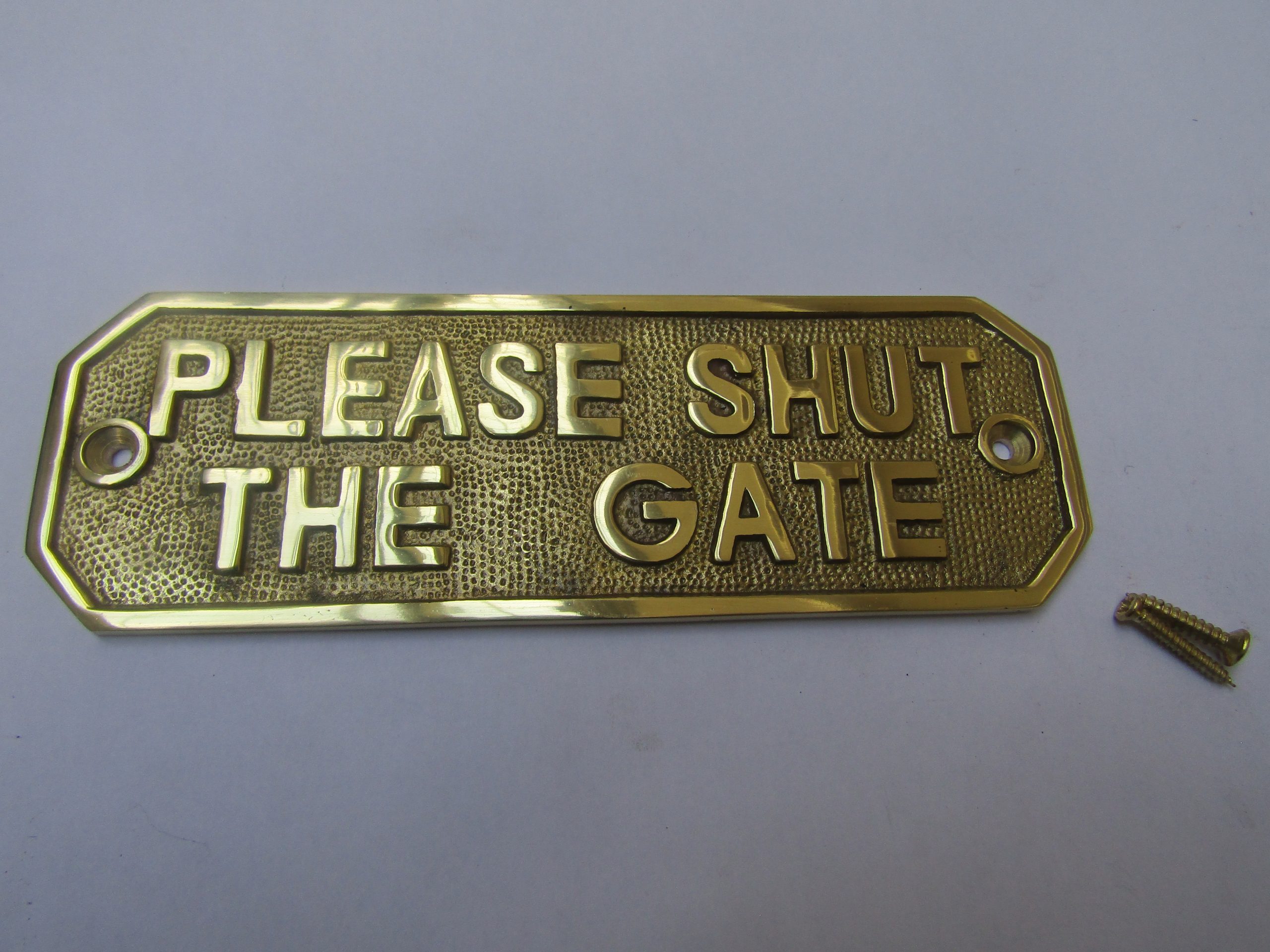 Polished Brass Please Shut The Gate Sign