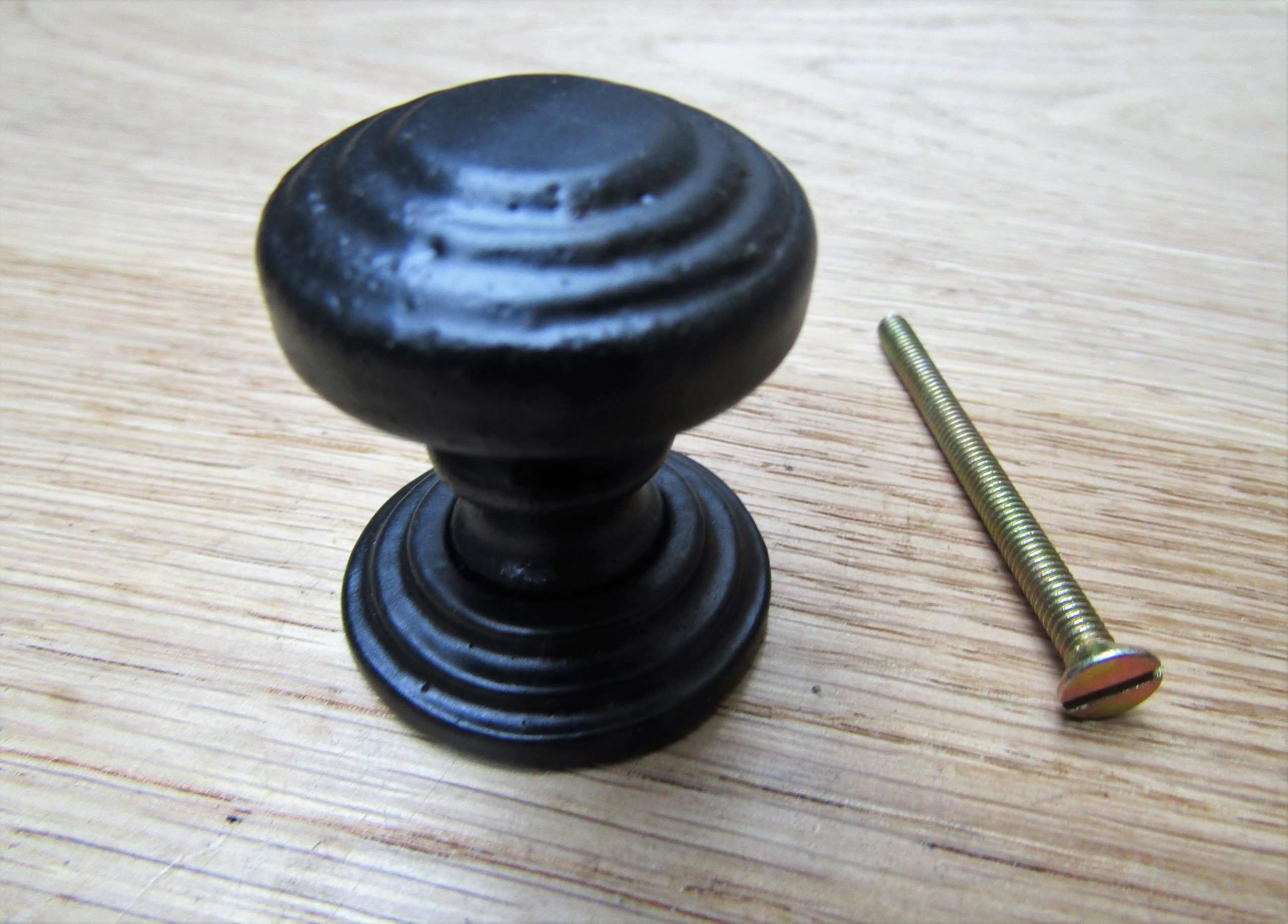 Rimmed with Backplate Cabinet Knob Black Antique