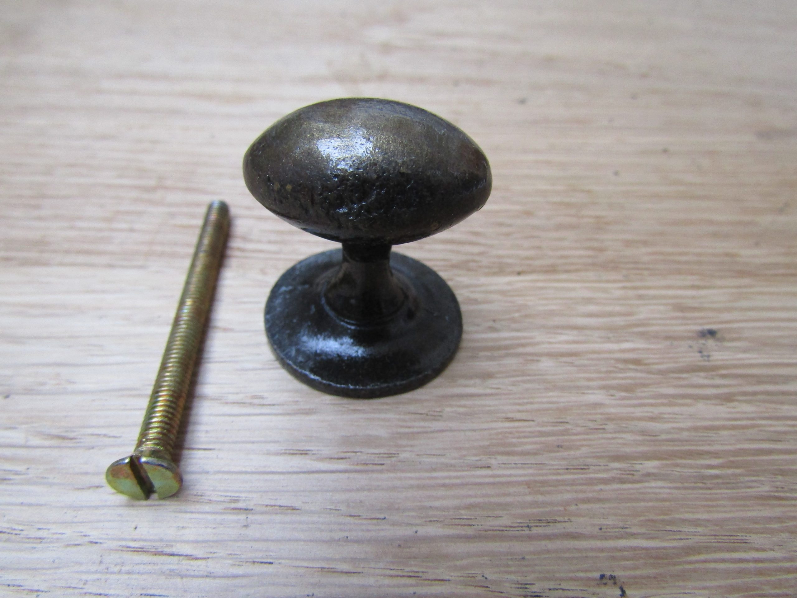 Small Oval with Base Cabinet Knob Antique Brass
