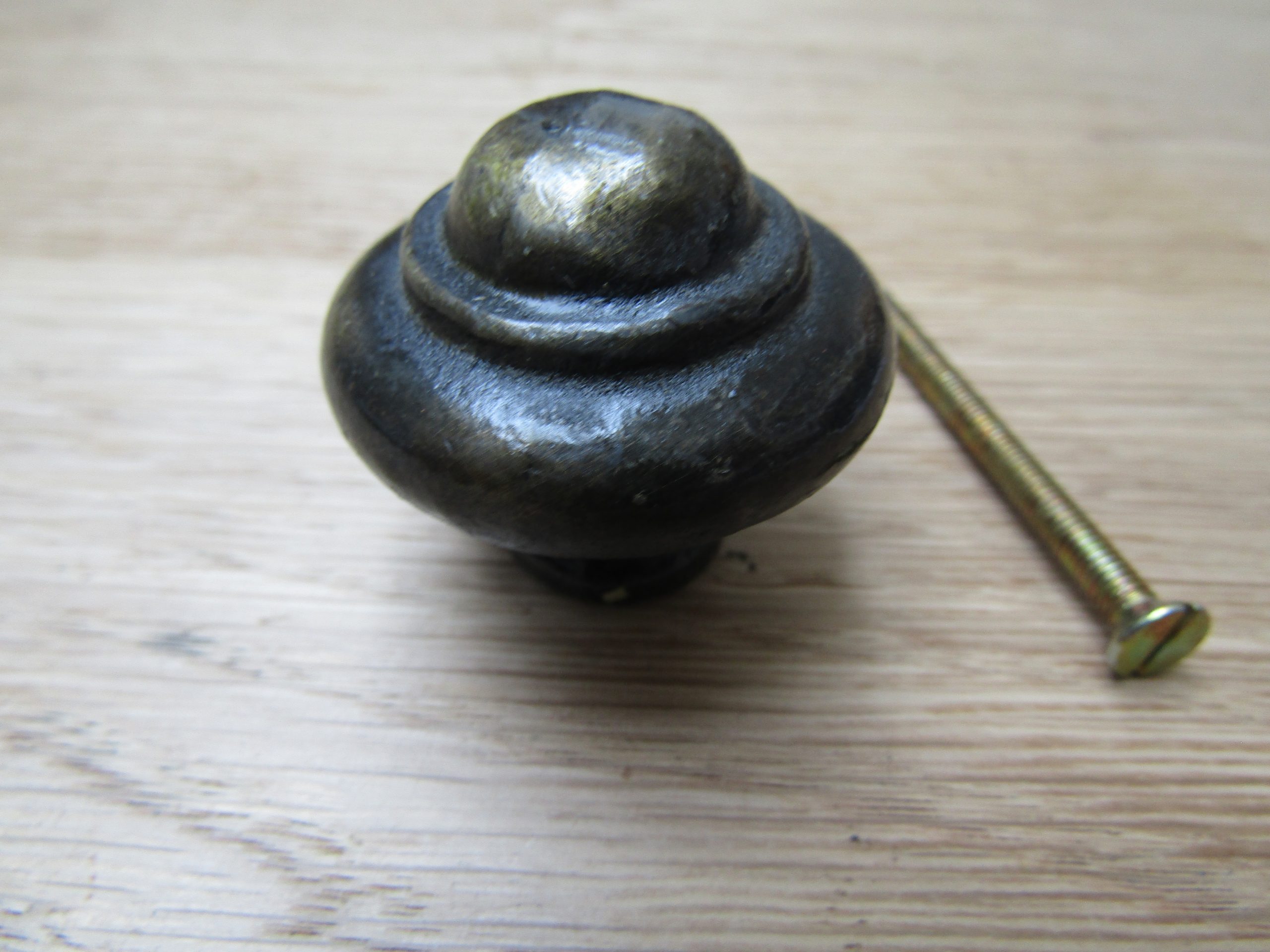 Cast Iron Stepped Cabinet Knob Antique Brass