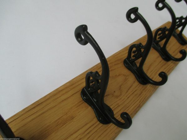 Black Antique Swan P 10 Hook Coat Rail 108cm