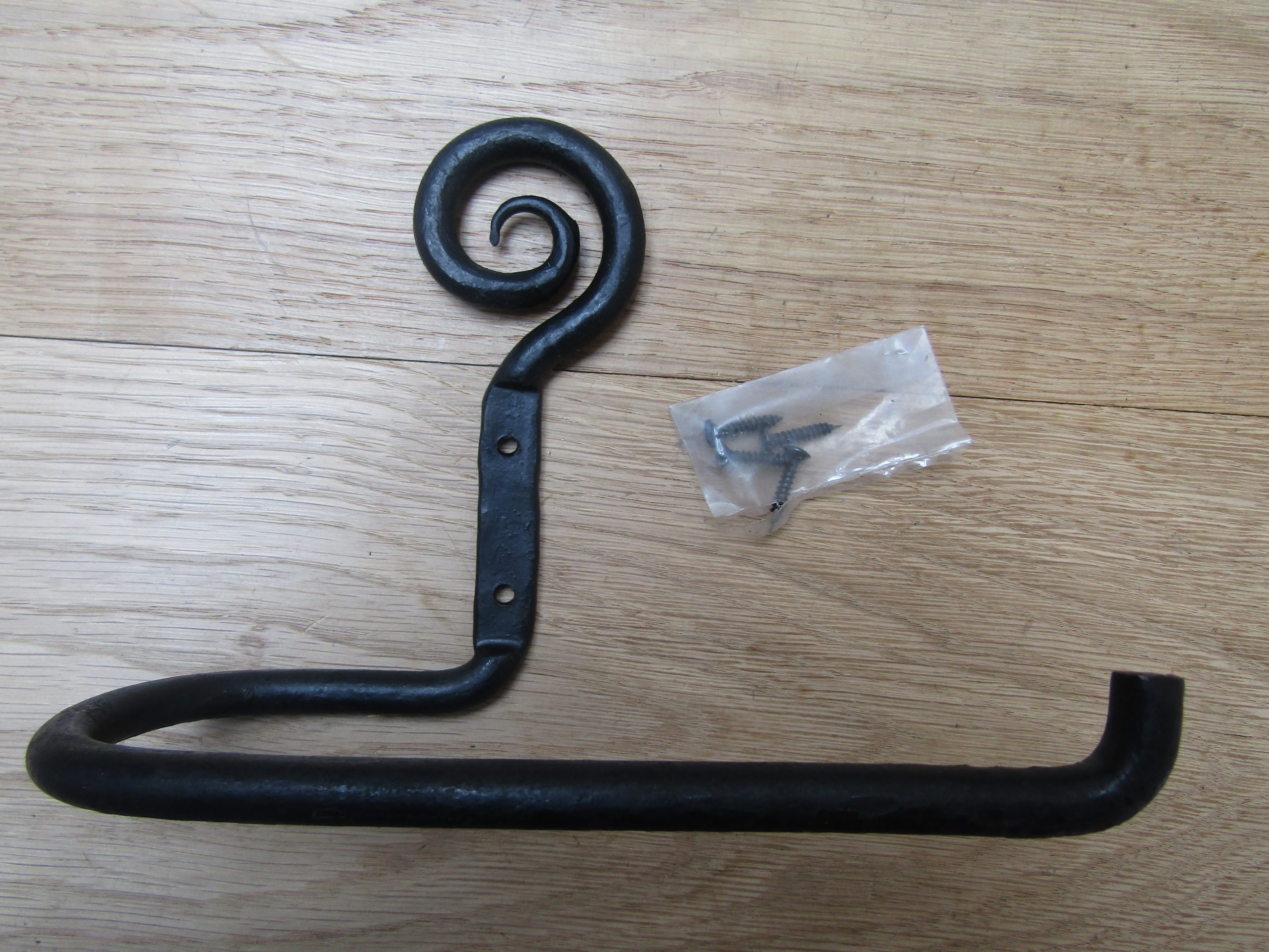 Hand Forged Swirl Toilet Roll Holder Black Wax