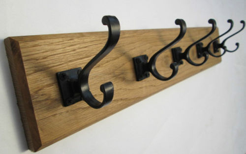 Black Volute Square 10 Hook Coat Rail 108cm