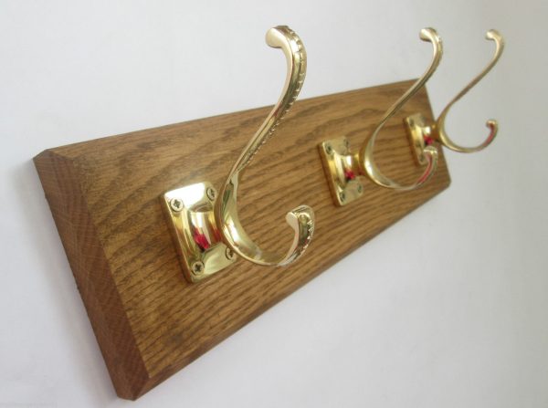 Polished Brass Georgian Volute Square 10 Hook Coat Rail 108cm