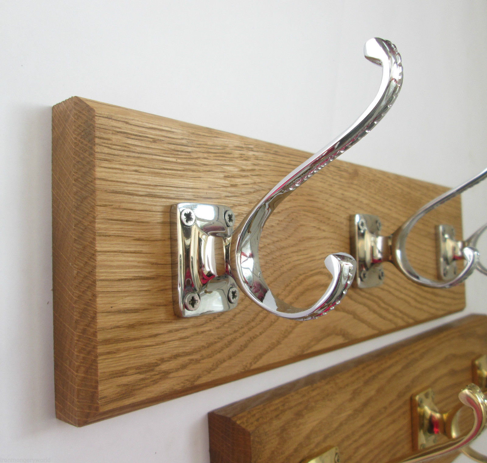 Polished Chrome Georgian Volute Square 10 Hook Coat Rail 98cm